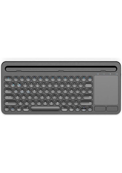 Klavye+Touchpad Siyah Bluetooth Ultra Ince Şarjlı Mac Win Android Ios Uyumlu Tablet Standlı Kablosuz