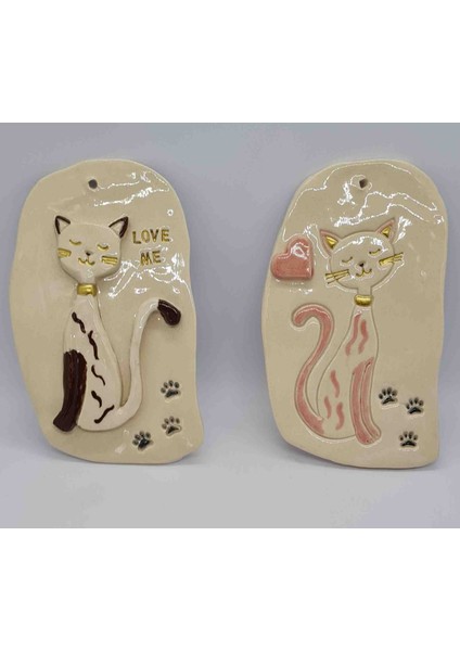 Kedi Duvar Pano, Duvar Dekor,kapı Süsü El Yapımı Seramik