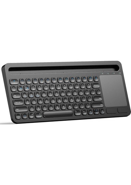 Klavye+Touchpad Siyah Bluetooth Ultra Ince Şarjlı Mac Win Android Ios Uyumlu Tablet Standlı Kablosuz