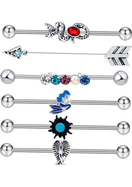 6 Adet Erkekler Için Endüstriyel Halter Küpeleri Kadınlar Günlük Aşınma Stili Için Küpe Saplamaları B (Yurt Dışından) fiyatları