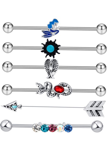 6 Adet Erkekler Için Endüstriyel Halter Küpeleri Kadınlar Günlük Aşınma Stili Için Küpe Saplamaları B (Yurt Dışından) modelleri