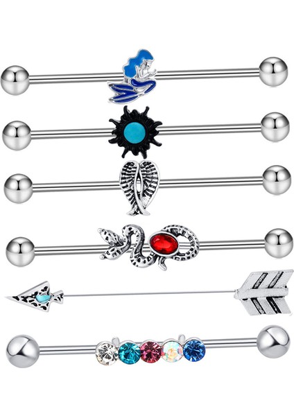 6 Adet Erkekler Için Endüstriyel Halter Küpeleri Kadınlar Günlük Aşınma Stili Için Küpe Saplamaları B (Yurt Dışından) fırsatları