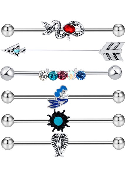 6 Adet Erkekler Için Endüstriyel Halter Küpeleri Kadınlar Günlük Aşınma Stili Için Küpe Saplamaları B (Yurt Dışından) indirimleri