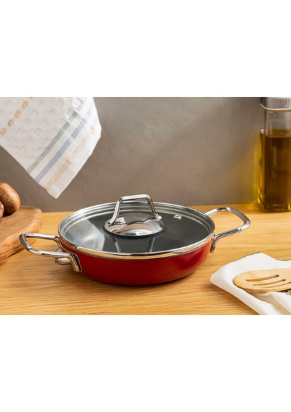 English Home Excellence Alüminyum Non-Stick Sahan 18 cm Kırmızı