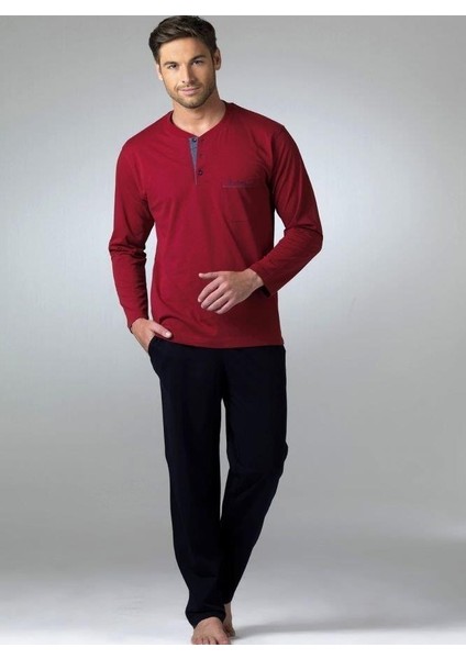 5454 Bordo Penye Uzun Kol 4 Mevsimlik Çeyiz Pijama Takımı modelleri