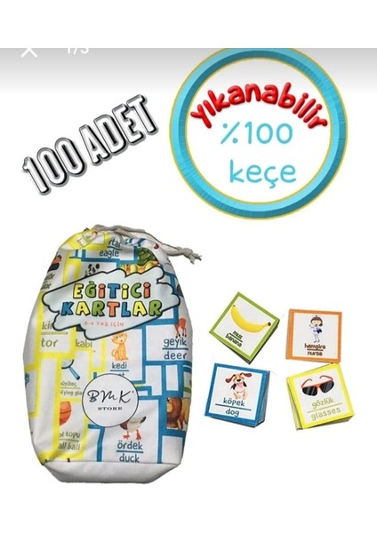 Eğitici Yıkanabilir Keçe Kart Seti 100 Adet