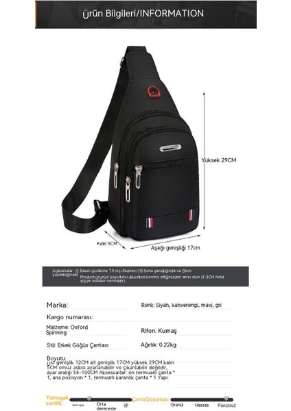 Erkek Çantası, Açık Seyahat Omuz Çantası, Moda Erkek Küçük Göğüs Çantası, Polyester Crossbody Çanta, Rahat Küçük Sırt Çantası (Yurt Dışından)