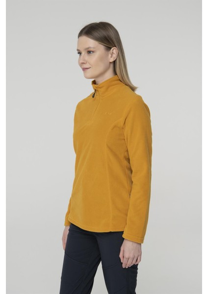 Pinna Yarım Fermuarlı Kadın Polar Sweatshirt Koyu Sarı