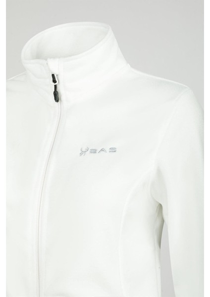 Peridot Tam Fermuarlı Kadın Polar Sweatshirt Beyaz modelleri