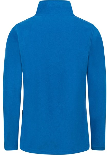 Peridot Tam Fermuarlı Kadın Polar Sweatshirt Mavi