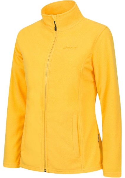 Peridot Tam Fermuarlı Kadın Polar Sweatshirt Sarı