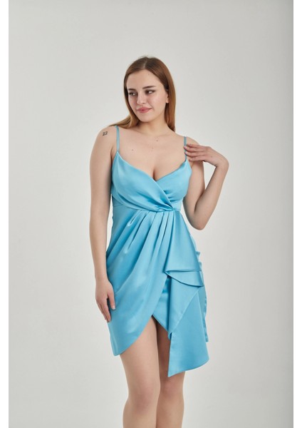 Kadın Askılı Mini Saten Abiye Elbise fiyatları
