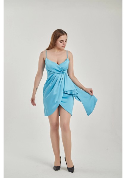 Kadın Askılı Mini Saten Abiye Elbise fırsatları