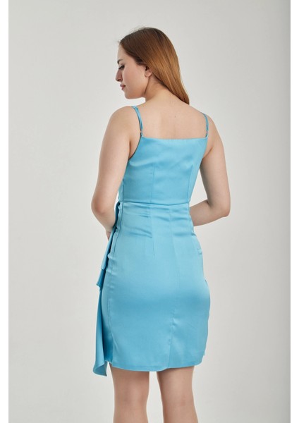 Kadın Askılı Mini Saten Abiye Elbise indirimleri