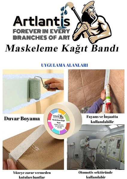 Maskeleme Bandı Kağıt Bant 9 mm 25 Metre 1 Adet Boya Bantı Maskeleme Kağıt Bant Duvar Yağlı Boya Badana