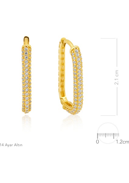 14 Ayar Altın Taşlı Dikdörtgen U Küpe 1.2 Cm fiyatları