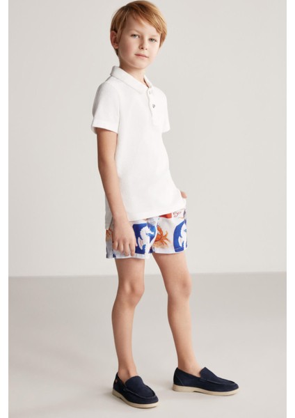 Beyaz Havlu Kumaş Polo Yaka Çocuk T-Shirt modelleri