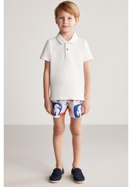 Beyaz Havlu Kumaş Polo Yaka Çocuk T-Shirt fırsatları