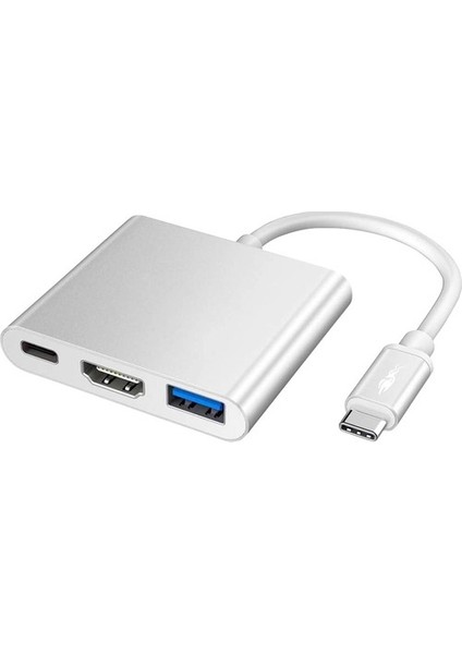 Ultratekno 3in1 Type-C To HDMI Hub Port Adaptör Pd USB 3.0 4K HDMI Çıkışlı Çoklayıcı