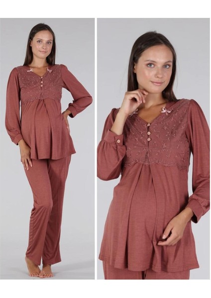 5306 Taba V Yaka Dantelli Lohusa Pijama Tk modelleri