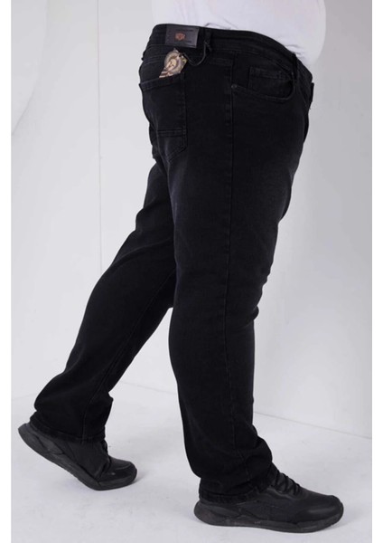 Dostumgiyim Erkek Büyük Beden Likralı Battal Normal Bel Düz Paça Kot Pantolon