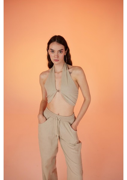 Koton Kumaş H Aksesuarlı Rise Bluz Bej fırsatları