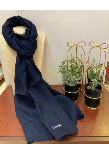 Lacivert Invee Leopar Şal 1329