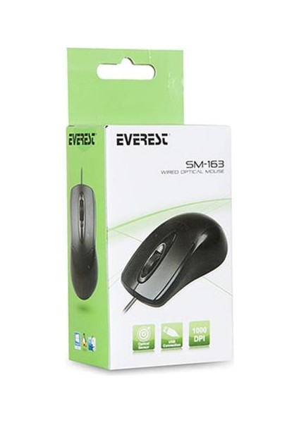 Everest SM-163 Optik Kablolu Siyah Mouse modelleri
