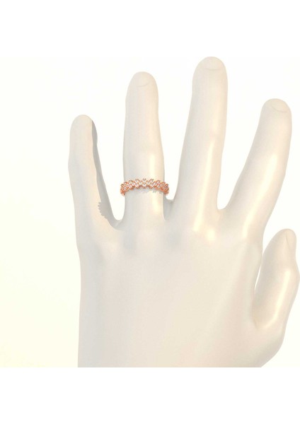 Sıra Taşlı Rose Gümüş Yüzük