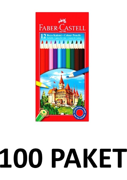 100 Paket Karton Kutu 12 Renk Kuru Boya Kalemi