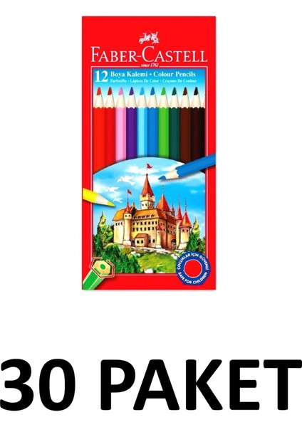 30 Paket Karton Kutu 12 Renk Kuru Boya Kalemi