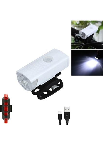 Bicycle Headlight, Color:white 2255 LIGHT+928 Red Taillight (Yurt Dışından)