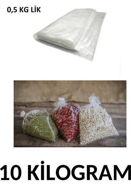 Arma Naksan 0,5 kg Lik Şeffaf Naylon Torba Bakliyat  Poşeti 15CM x 30CM- 10 kg