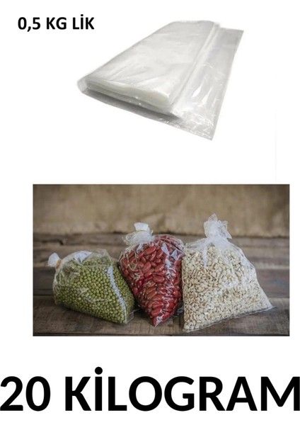 Arma Naksan 0,5 kg Lik Şeffaf Naylon Torba Bakliyat  Poşeti 15CM x 30CM- 20 kg