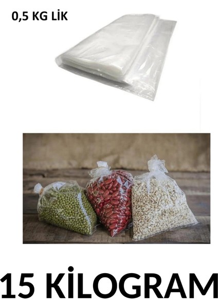 Arma Naksan 0,5 kg Lik Şeffaf Naylon Torba Bakliyat  Poşeti 15CM x 30CM- 15 kg