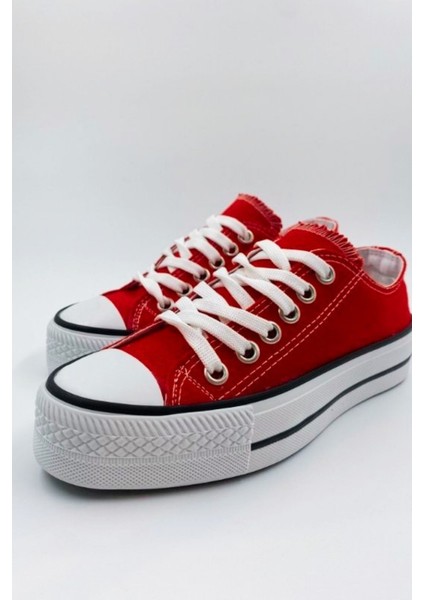 Skywalk Keten Kırmızı Yüksek Taban Sneaker Spor Ayakkabı modelleri