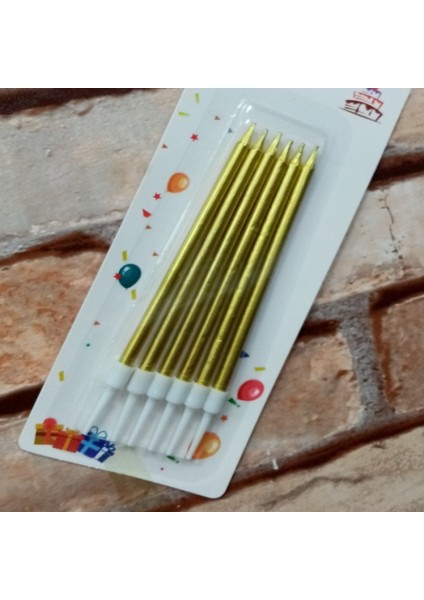 Parlak Metalik Gold Pasta Mumu 6 Adet Gold Doğum Günü Mumu Decor Gold Bırthday Candle