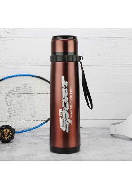 800 ml Paslanmaz Çelik Taşınabilir Termos - Kahverengi (Yurt Dışından)