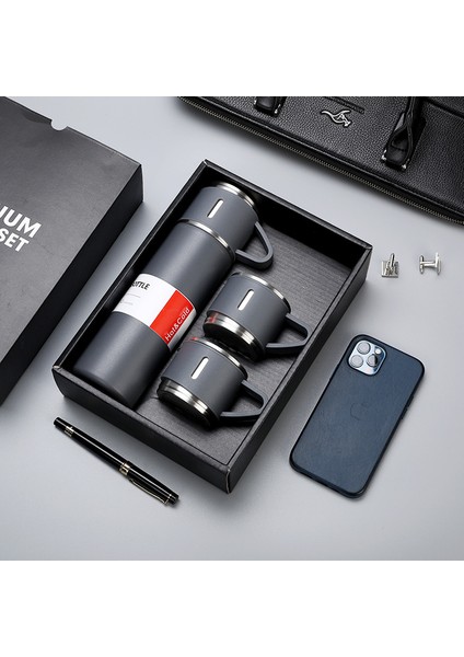 500 ml Paslanmaz Çelik Taşınabilir Termos - Gri (Yurt Dışından)