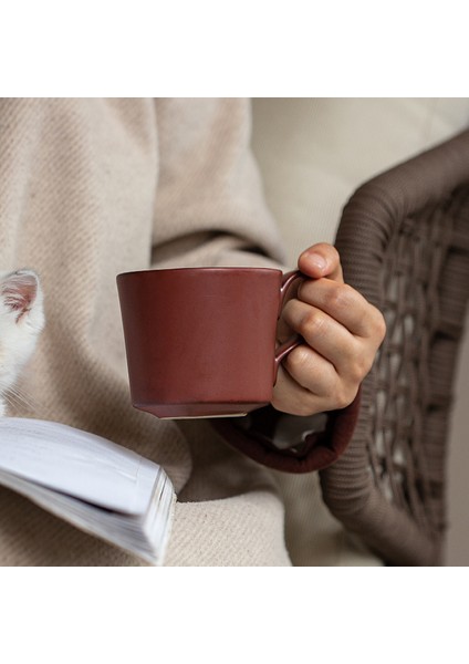 420 ml Seramik Kahve Fincanı - Kırmızı (Yurt Dışından)