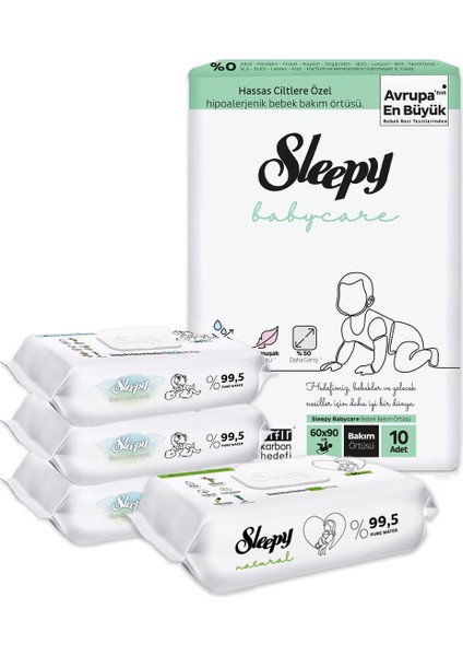 Bebek Bakım Örtüsü 10'lu ve Islak Mendil 210 Yaprak