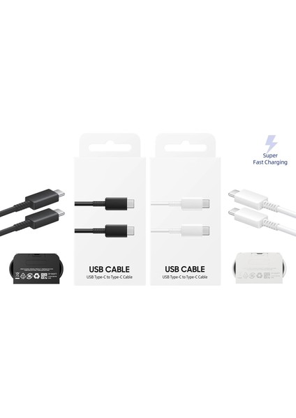Samsung Galaxy Note 10 Lite Uyumlu Type-C To Type-C Super Hızlı Şarj Kablosu 1 Metre 5.0 Amper - İthalatçı Garantili fiyatları