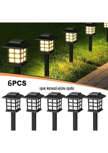 Güneş Enerjili Solar 5W Çim Armatürü Gün Işığı Sarı LED 6 Lı Set