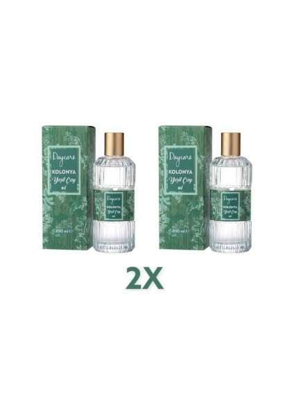 Cam Şişe Yeşil Çay Kolonya 200ML + 200ML