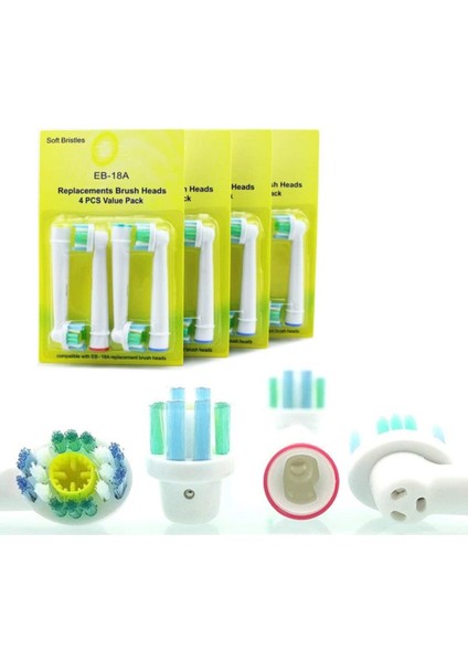 Oral - B Şarjlı ve Pilli Diş Fırçaları ile Uyumlu 4 Adet Yedek Başlık - Eb 18A Eb