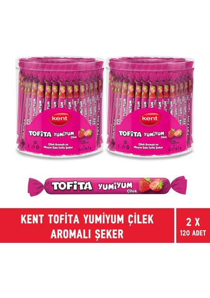 Tofita Yumi Çilek Aromalı Şekerleme 120'li Kavanoz - 2 Adet
