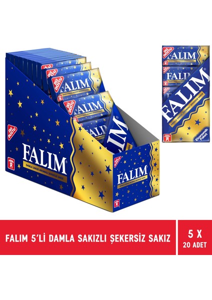 Damla Sakızlı Şekersiz Sakız 5'li Paket - 20 Adet