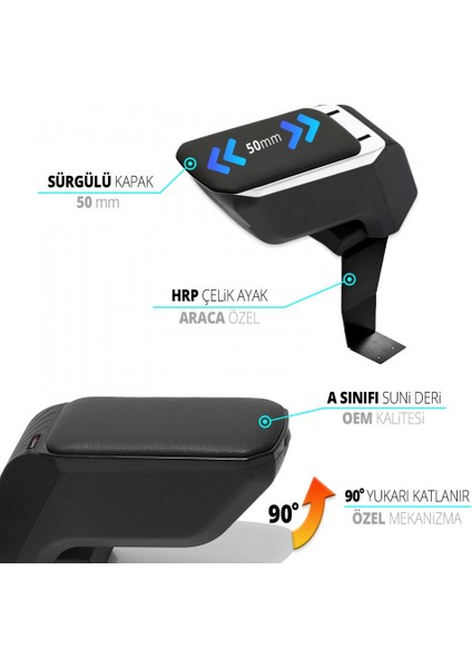 Fiat Linea Kol Dayama Kolçak Çelik Ayaklı Abs Gri 2007-2018 A+Kalite fiyatları