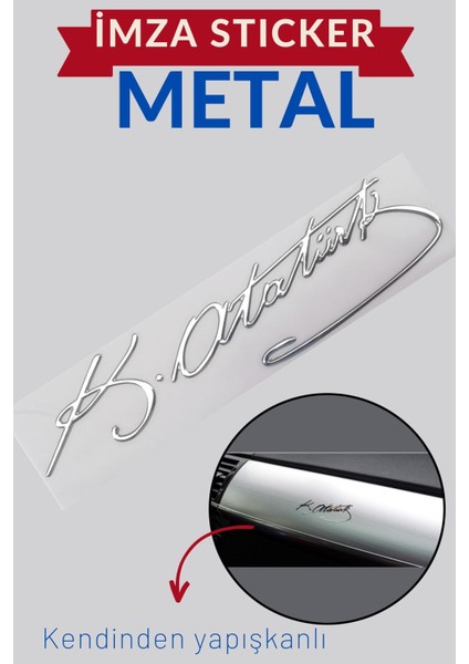Metal 8.5 Cm Atatürk İmzası Sticker 424423