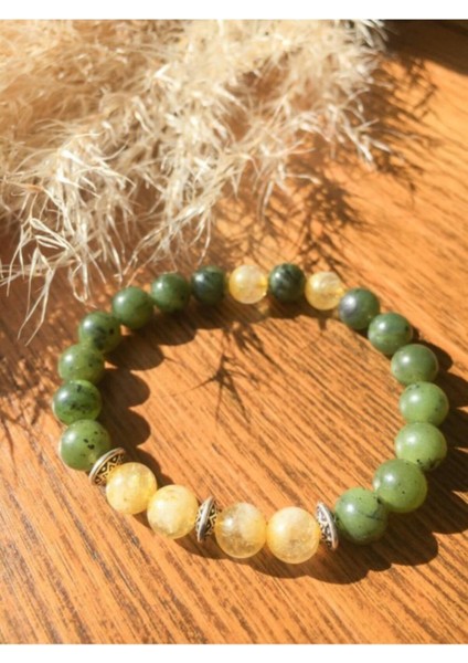 Sertifikalı Yeşim ve Sitrin Taşı Bileklik